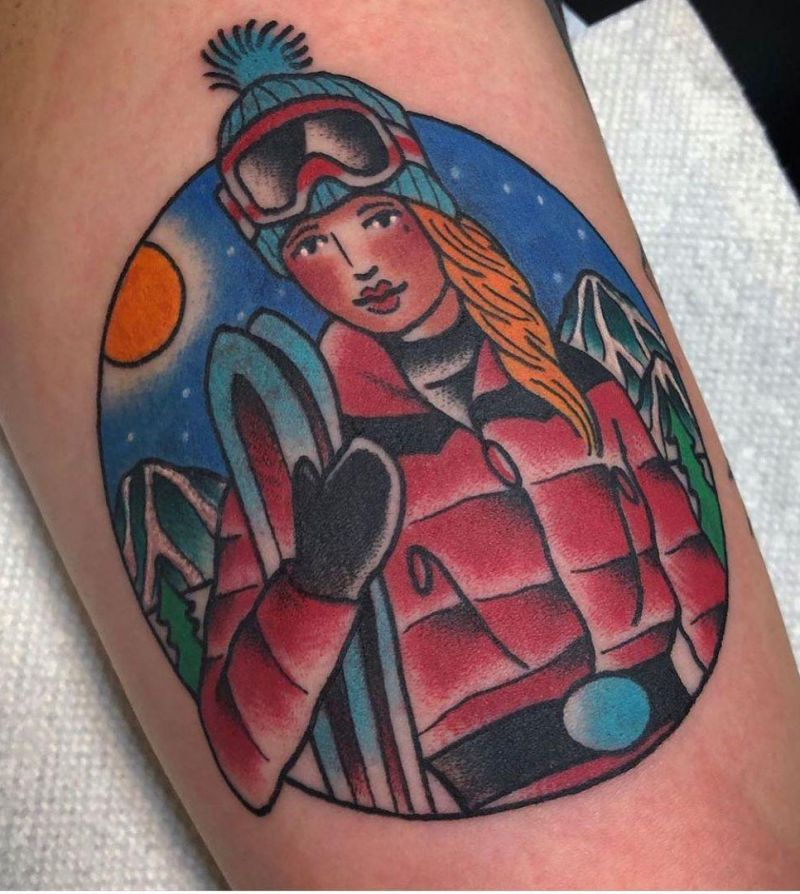 30 Unique Skiing Tattoos You Will Love