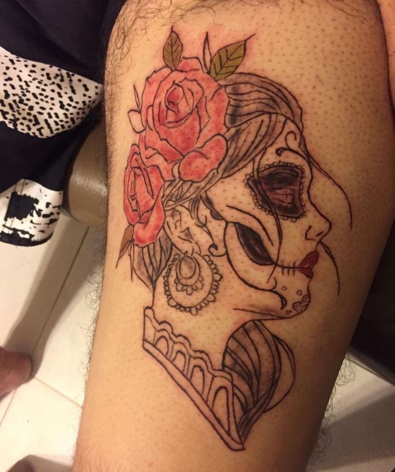 30 Great Sugar Skull Girl Tattoos You Can Copy