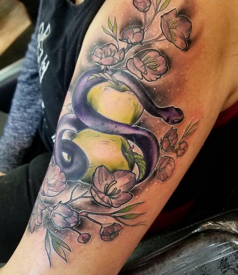 30 Great Snake and Apple Tattoos You Can Copy