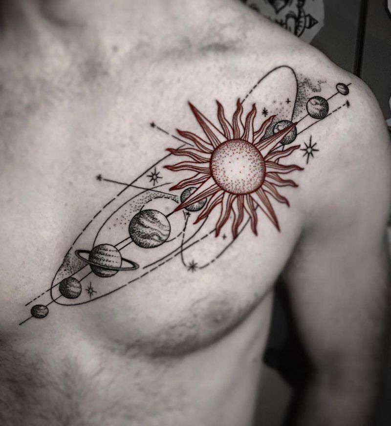 30 Unique Solar System Tattoos to Inspire You