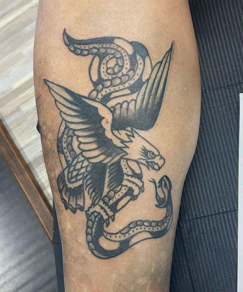 30 Great Eagle and Snake Tattoos Make You Attractive