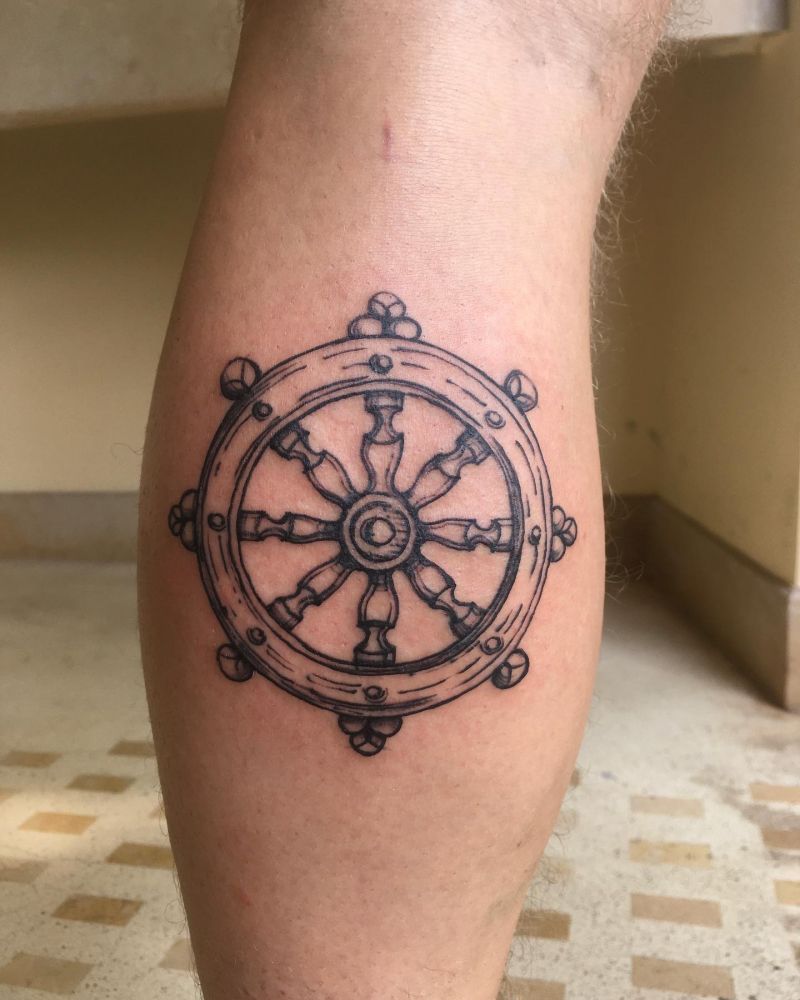 30 Unique Ship Wheel Tattoos You Must Love