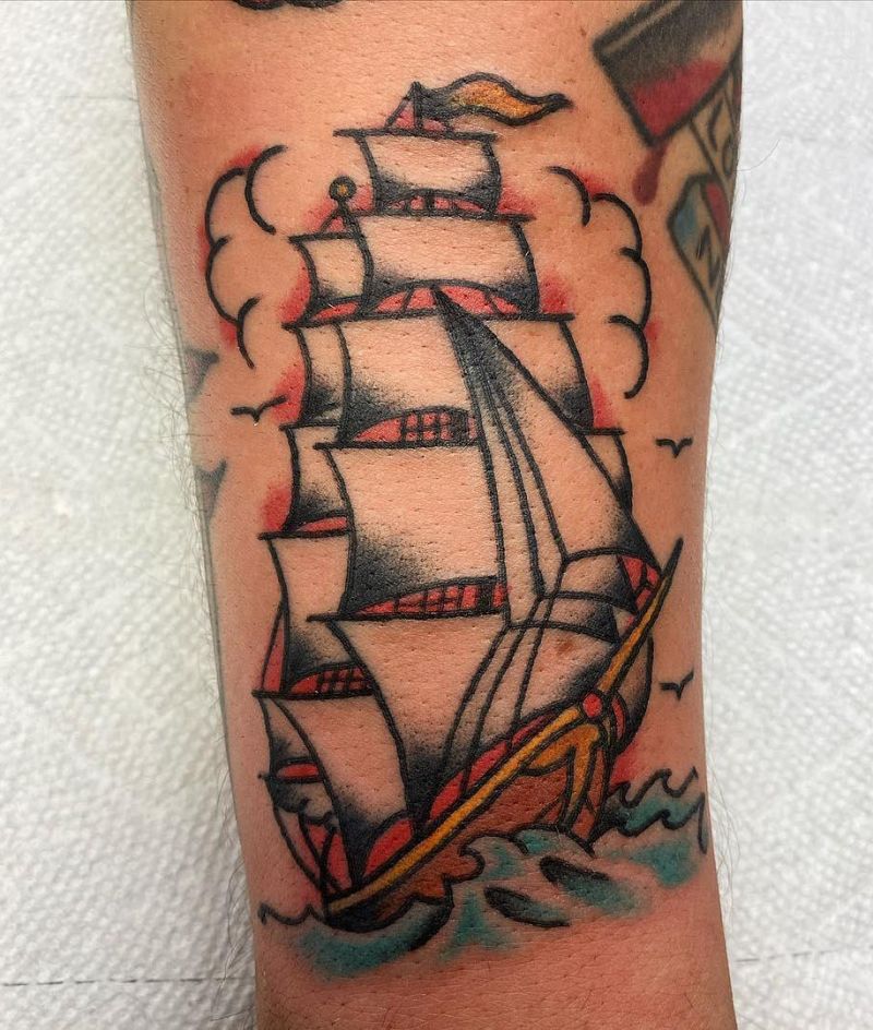 30 Unique Clipper Ship Tattoos You Can’t Miss