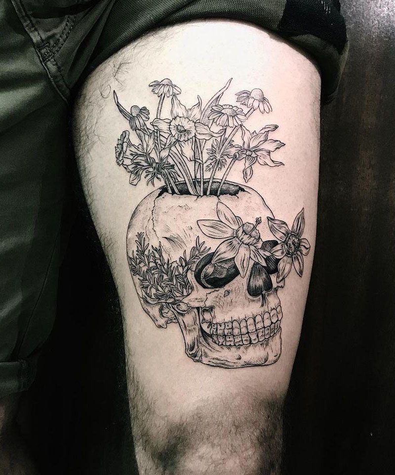 30 Elegant Flower Skull Tattoos for Your Inspiration