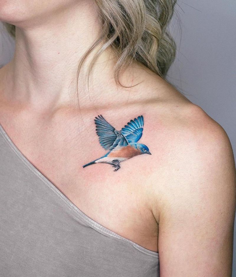 30 Elegant Bluebird Tattoos Give You Inspiration