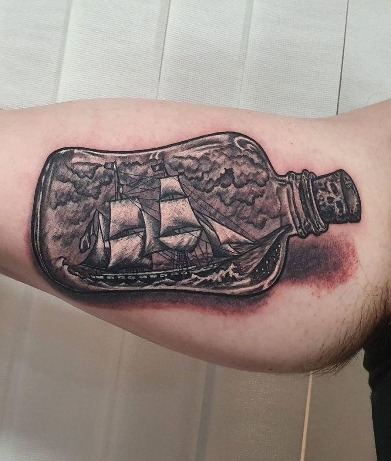 30 Unique Ship In A Bottle Tattoos You Must Love