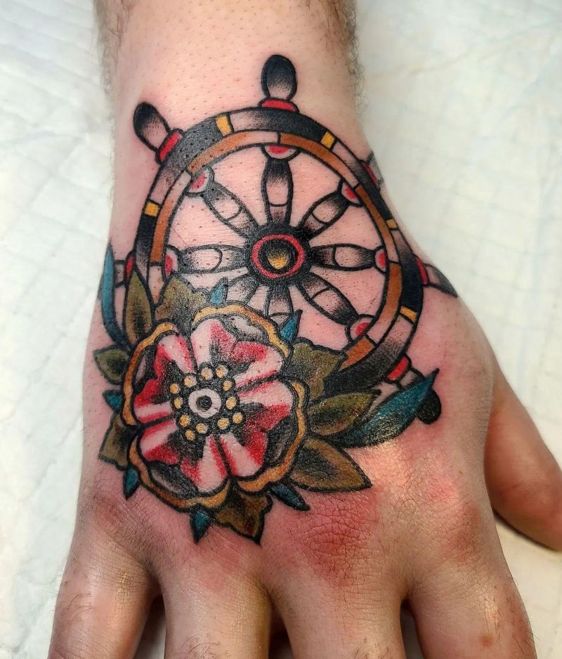 30 Unique Ship Wheel Tattoos You Must Love