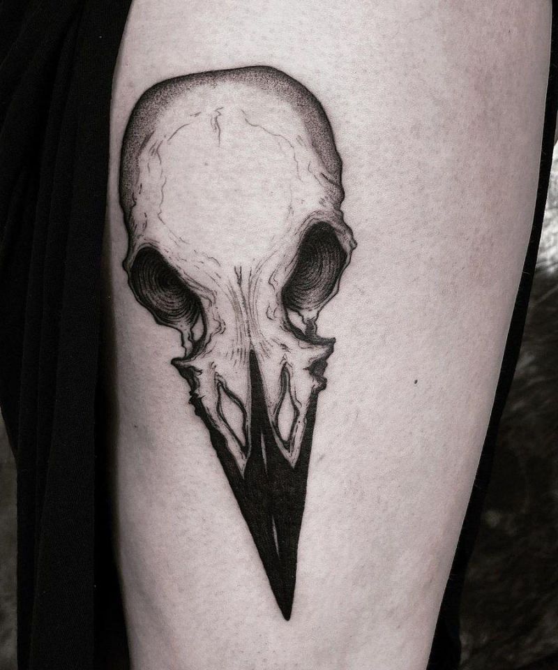 30 Unique Raven Skull Tattoos Make You Attractive