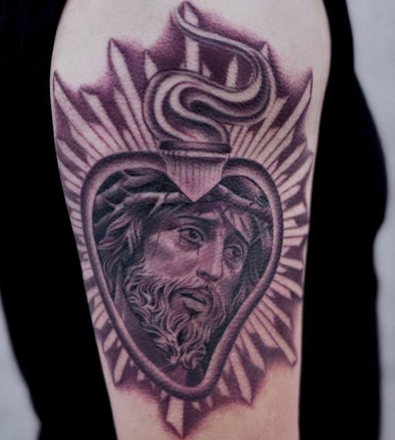 30 Great Sacred Heart Tattoos You Can Copy