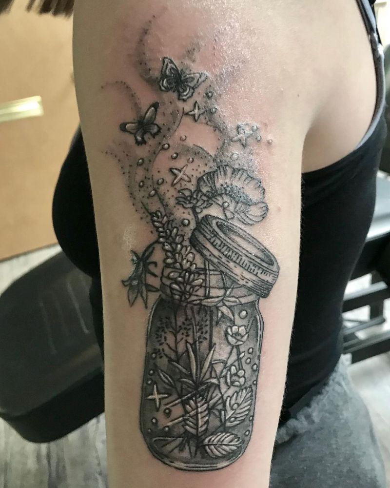 30 Great Mason Jar Tattoos to Inspire You