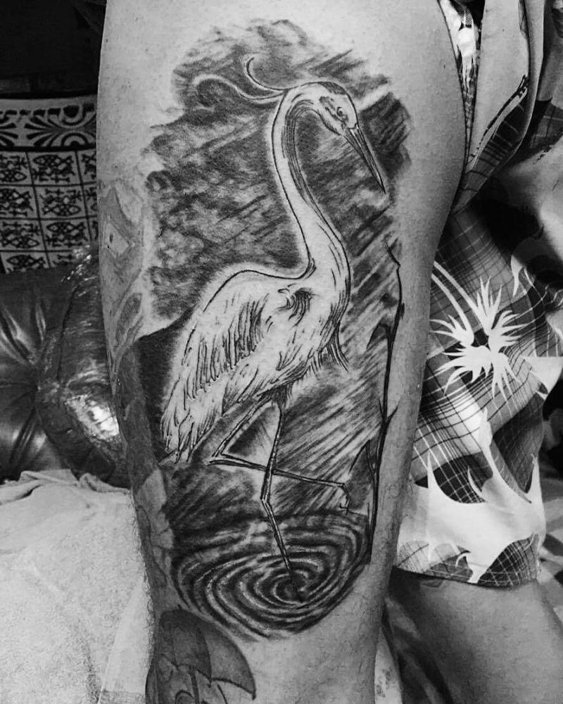 30 Excellent Egret Tattoos You Must Love