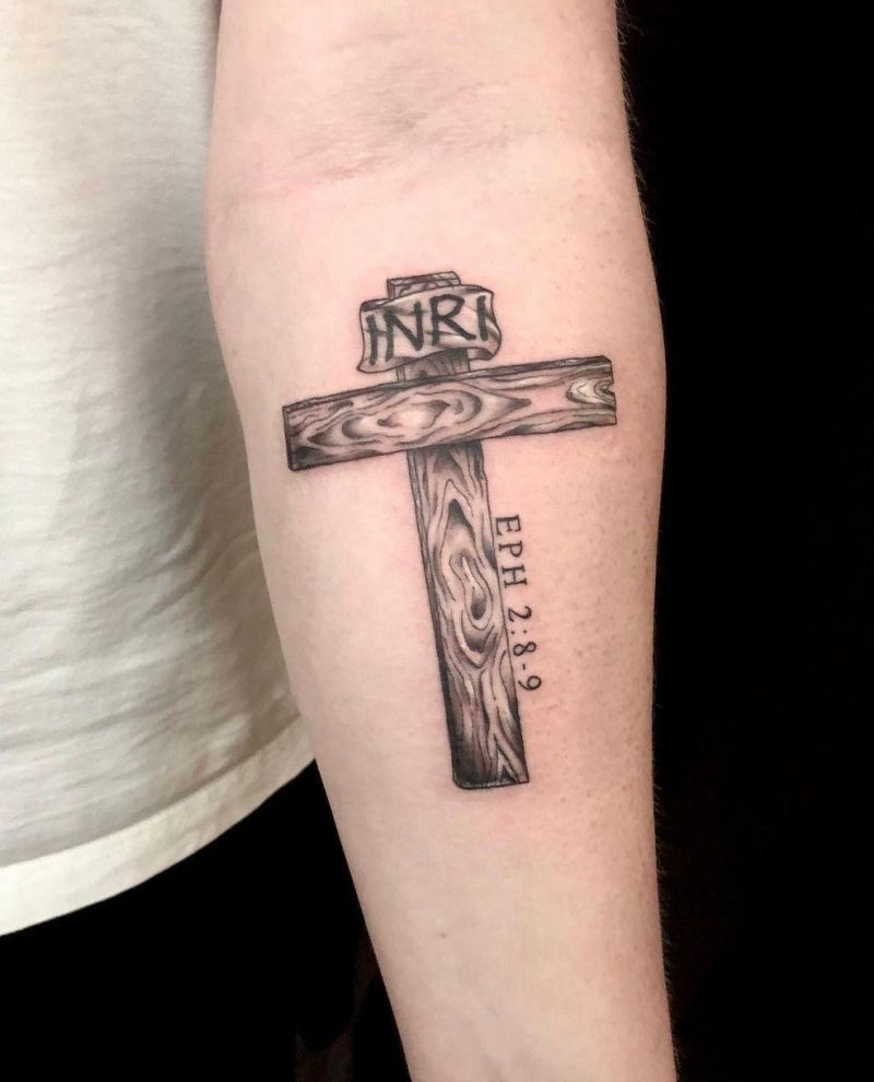30 Great Wooden Cross Tattoos Make You Attractive