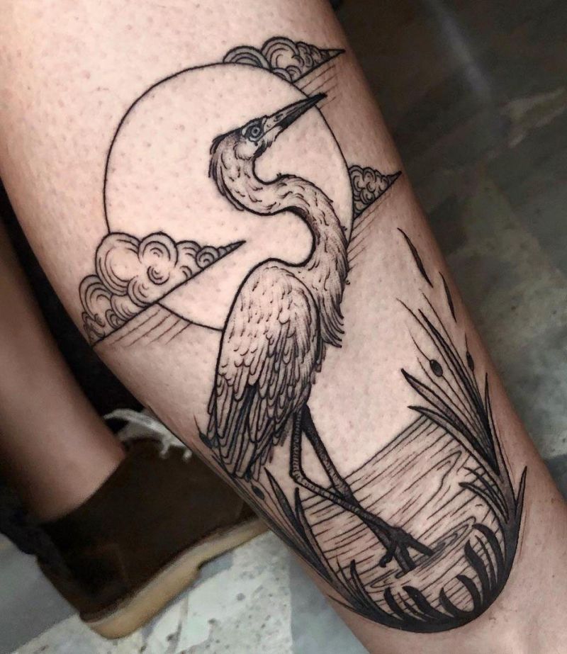 30 Excellent Egret Tattoos You Must Love