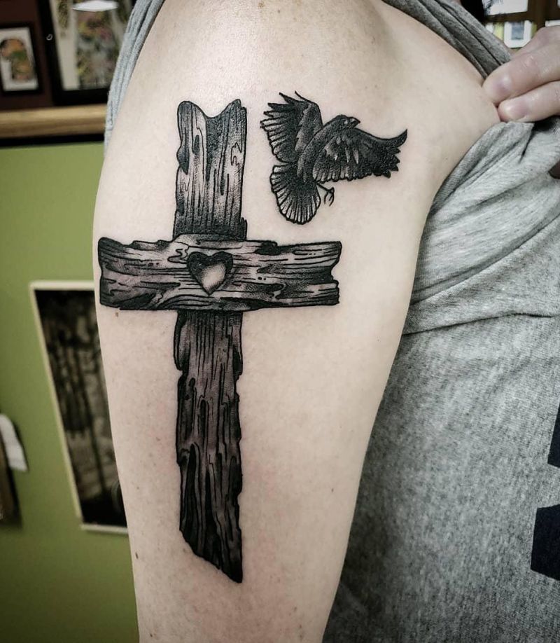 30 Great Wooden Cross Tattoos Make You Attractive