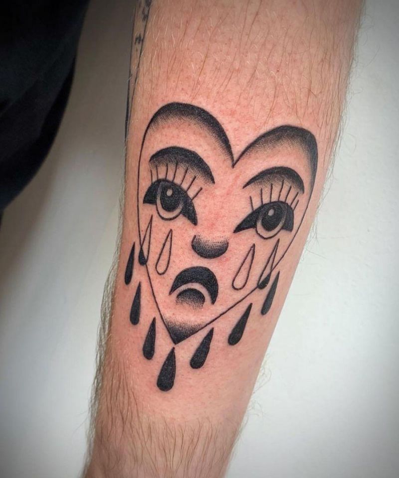 30 Excellent Crying Heart Tattoos You Must Love