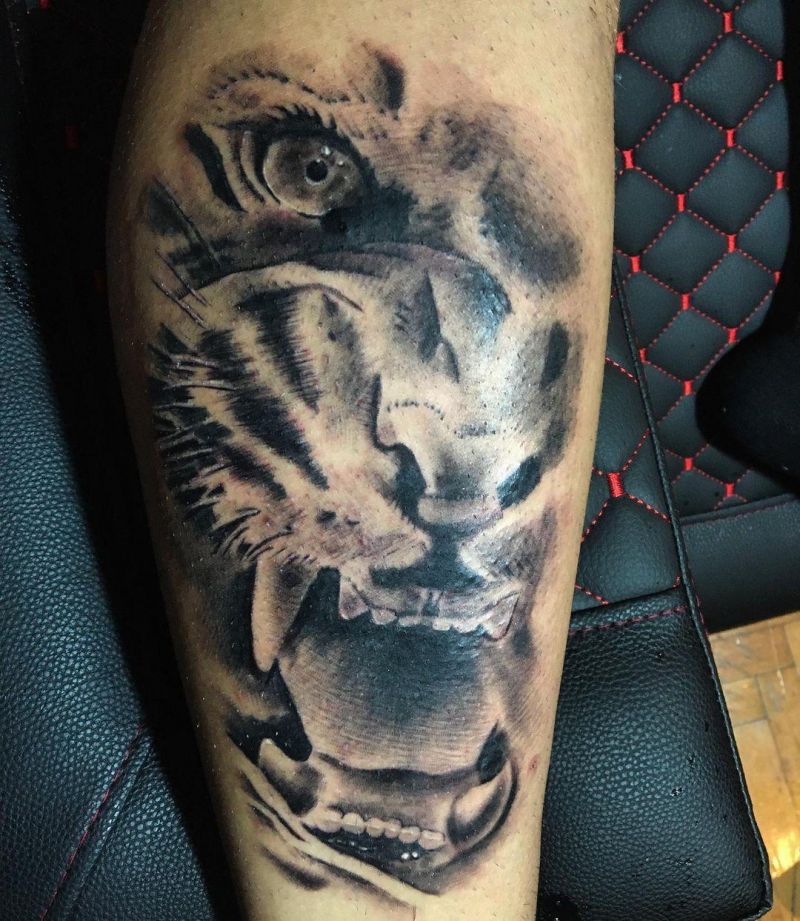 30 Perfect Half Tiger Tattoos You Can Copy