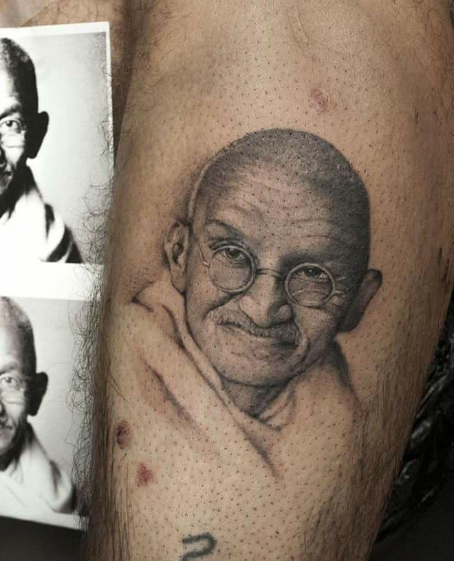20 Great Gandhi Tattoos That Give You Courage