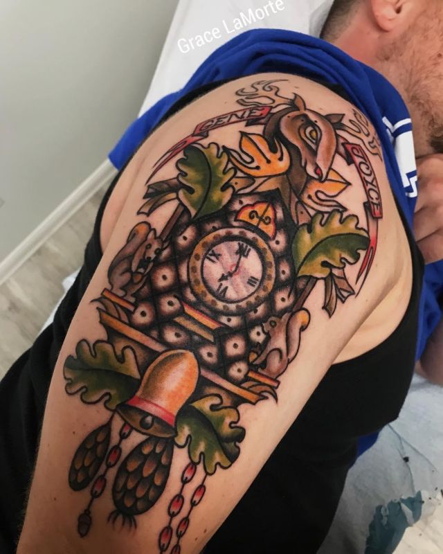 20 Unique Cuckoo Clock Tattoos You Can't Miss