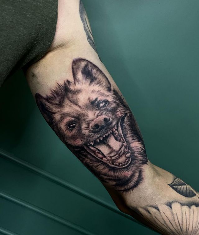 Cool Hyena Tattoo on Forearm