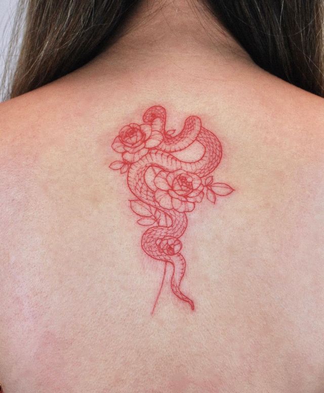 10 Pretty Red Snake Tattoos for Your Inspiration