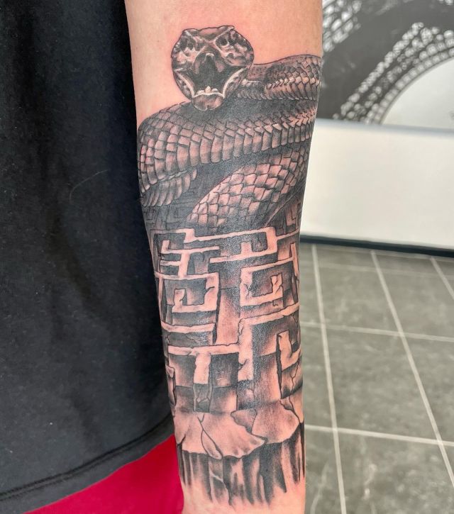 Snake Maze Tattoo on Forearm