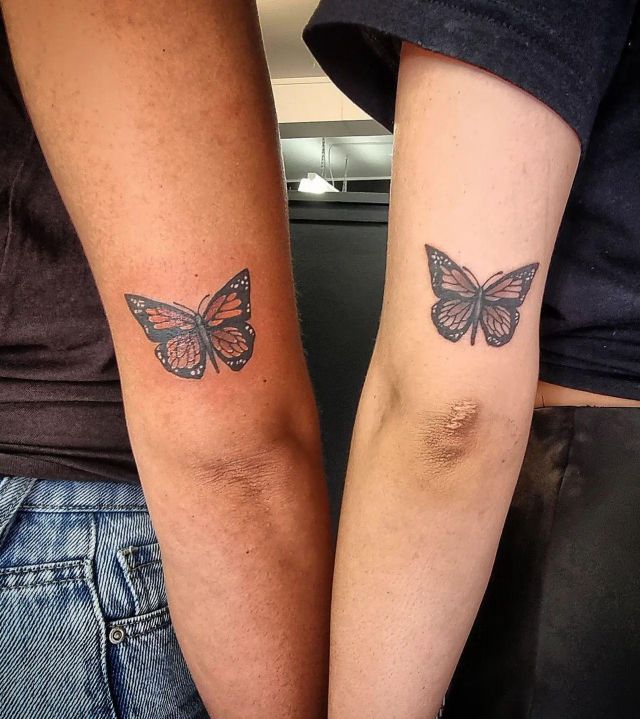Paired Monarch Butterfly Tattoo on Arm