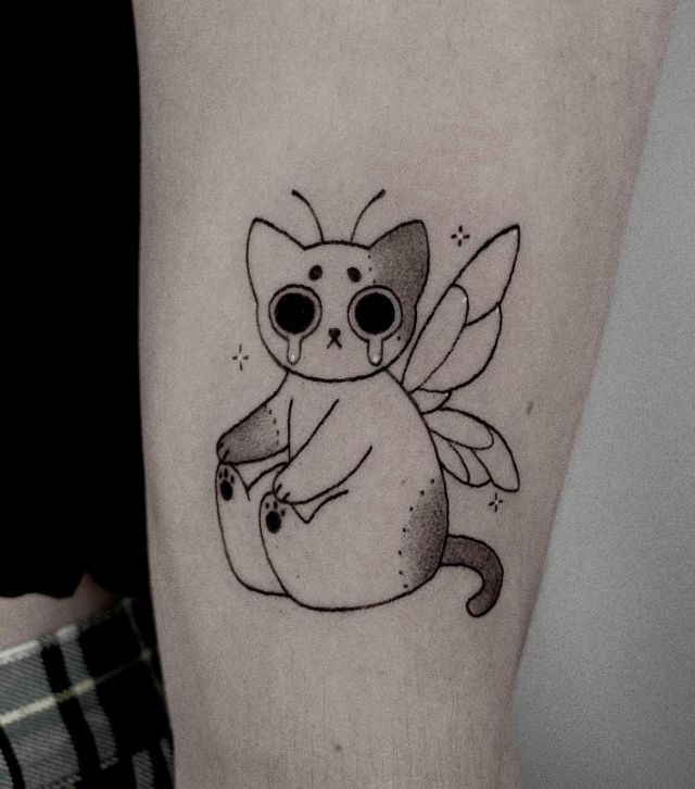 Crying Fairy Cat Tattoo on Arm