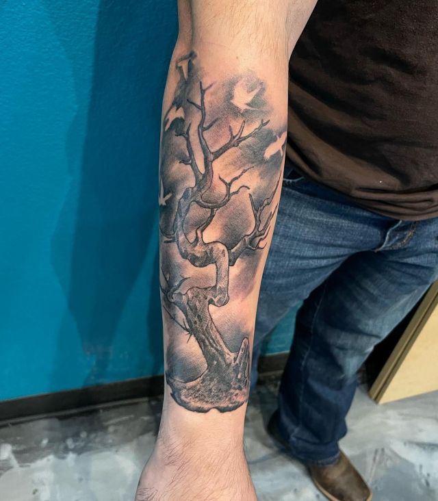 Beautiful Dead Tree Tattoo on Forearm