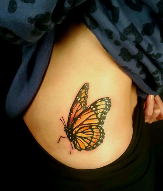 Monarch Butterfly Tattoo on Side Body