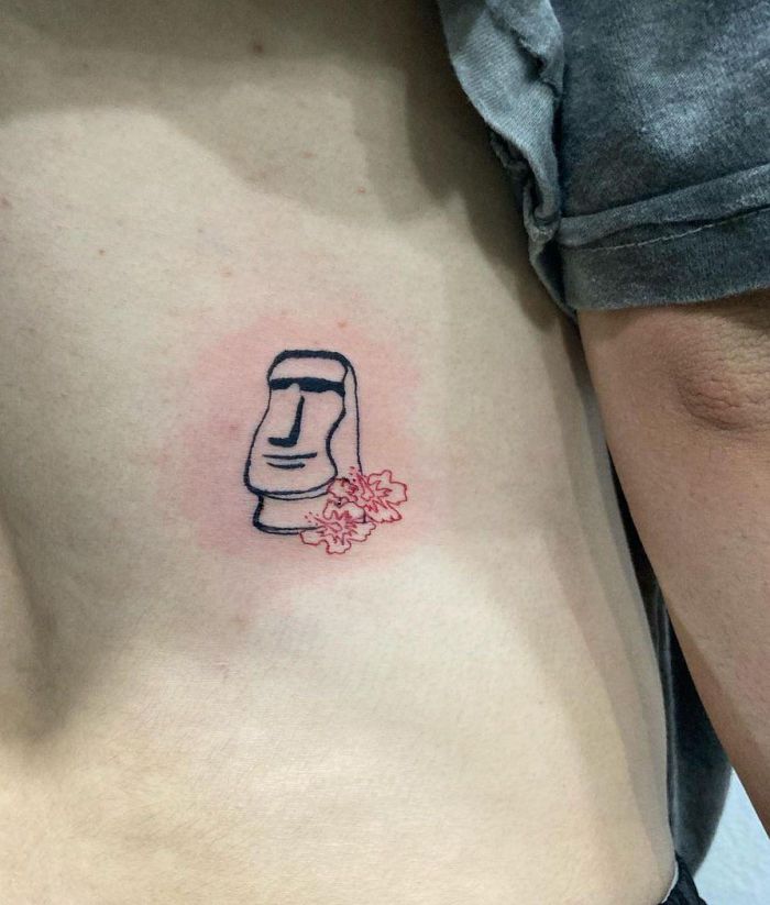 Small Moai Tattoo on Side Body