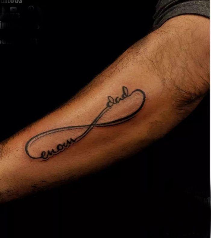 Infinite Mom Dad Tattoo on Arm
