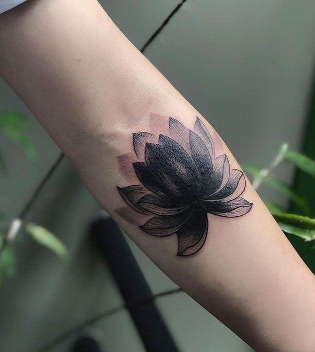 Brilliant Black Lotus Tattoo on Arm