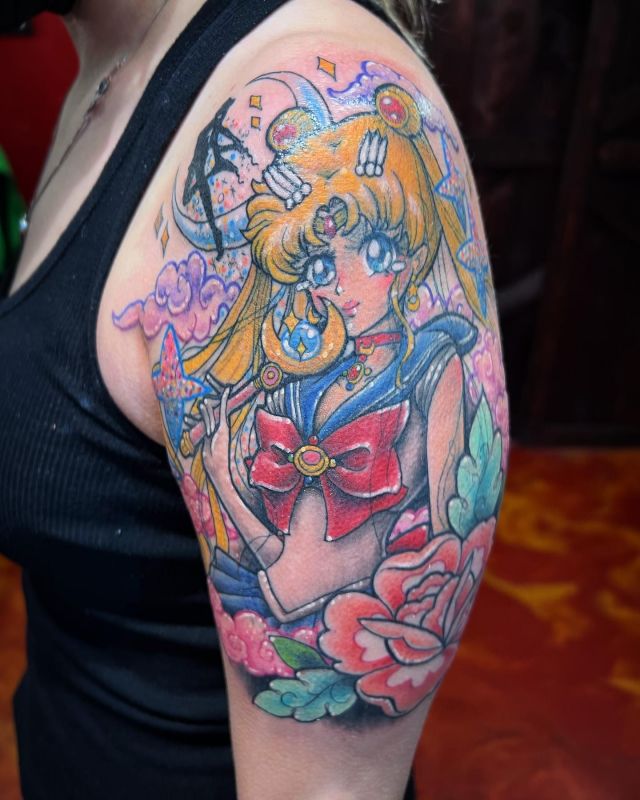 Pretty Sailor Moon Tattoo on Shoulder