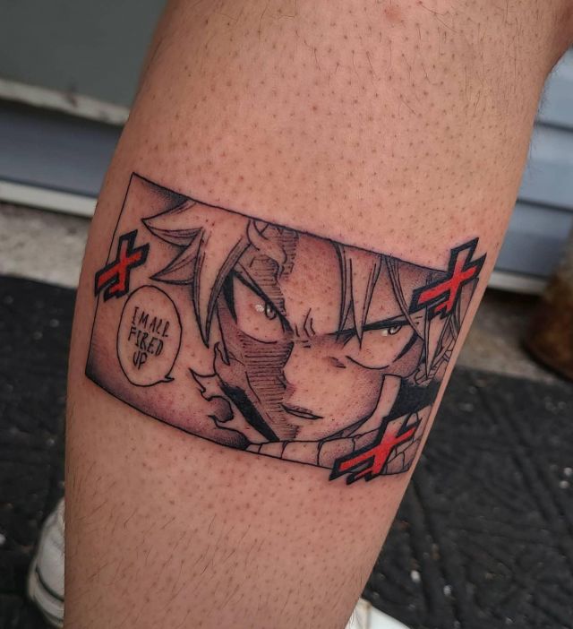 Rectangle Fairy Tail Tattoo on Leg