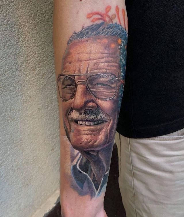 Cool Stan Lee Tattoo on Arm