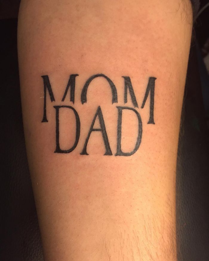 Simple Mom Dad Tattoo on Arm