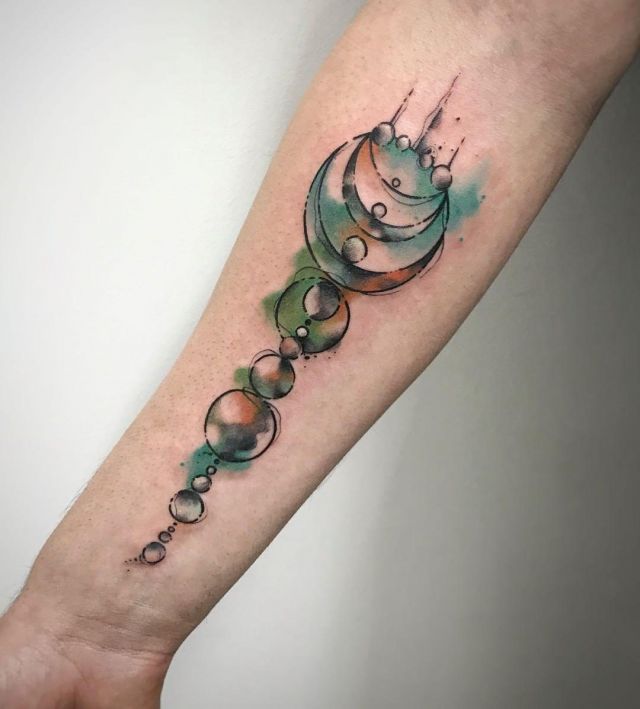 Watercolor Crop Circle Tattoo on Forearm