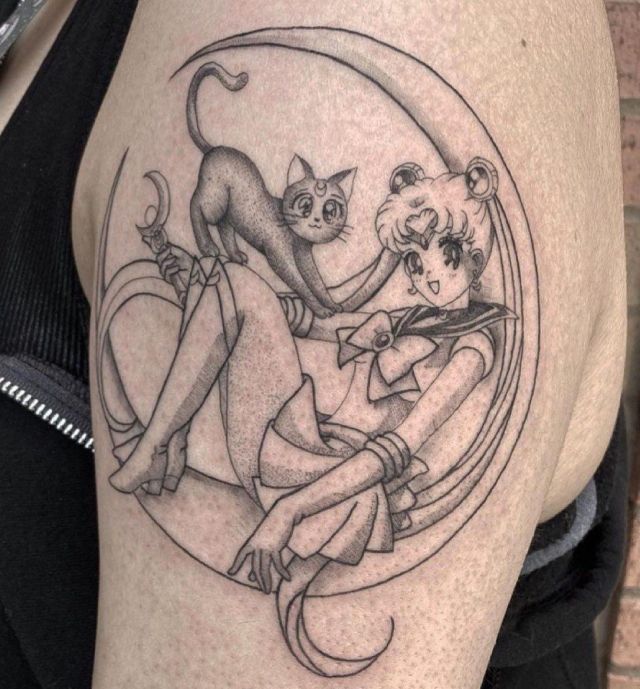 Simple Sailor Moon Tattoo on Shoulder