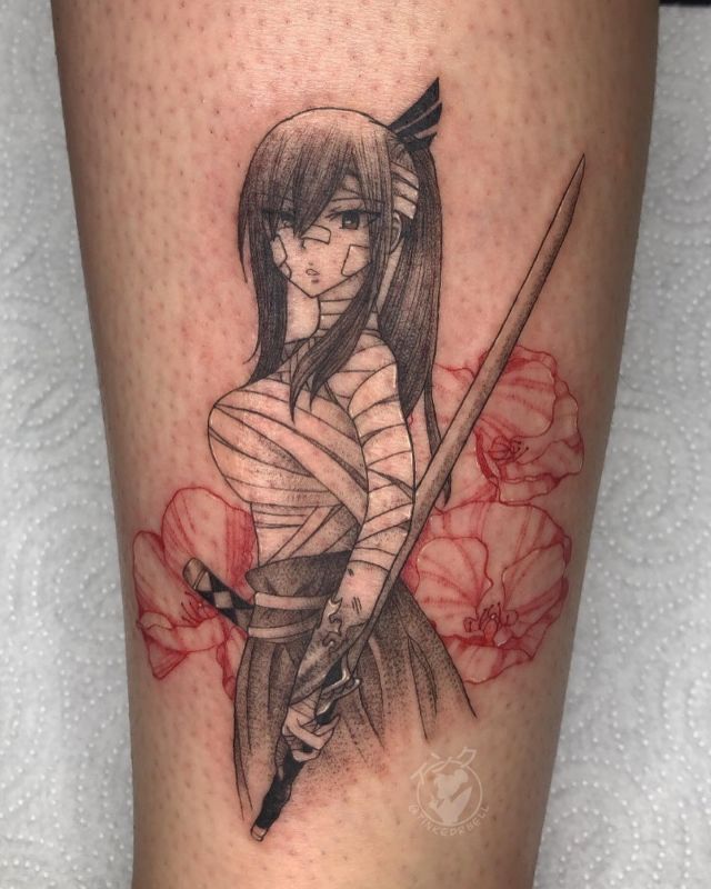 Unique Fairy Tail Tattoo on Leg