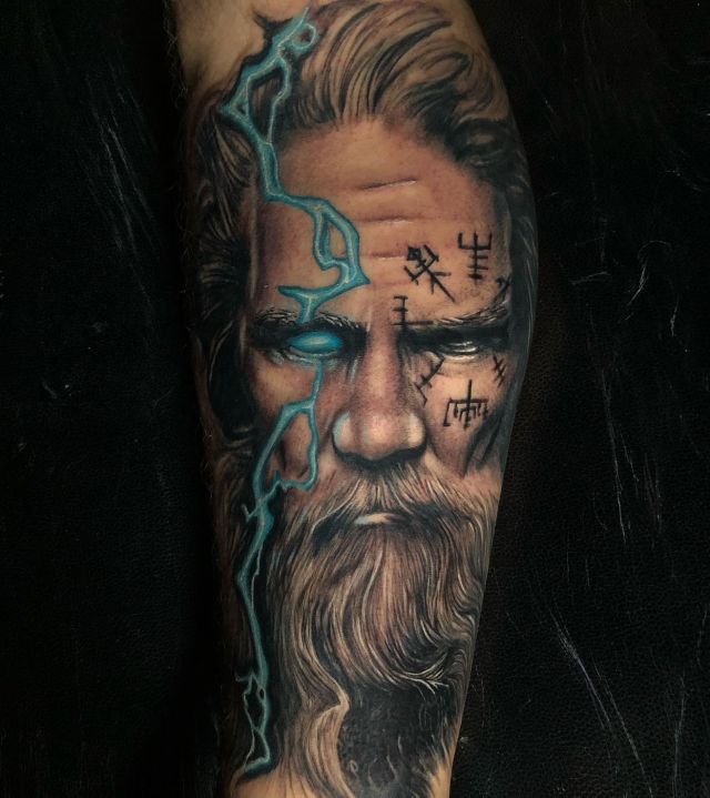 Cool Odin Tattoo on Leg