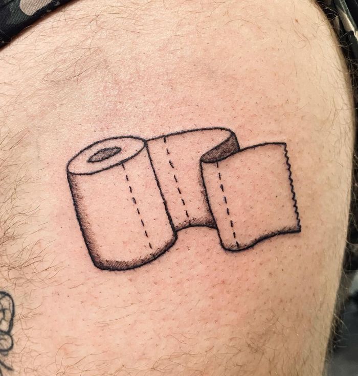 Unique Toilet Paper Tattoo on Thigh
