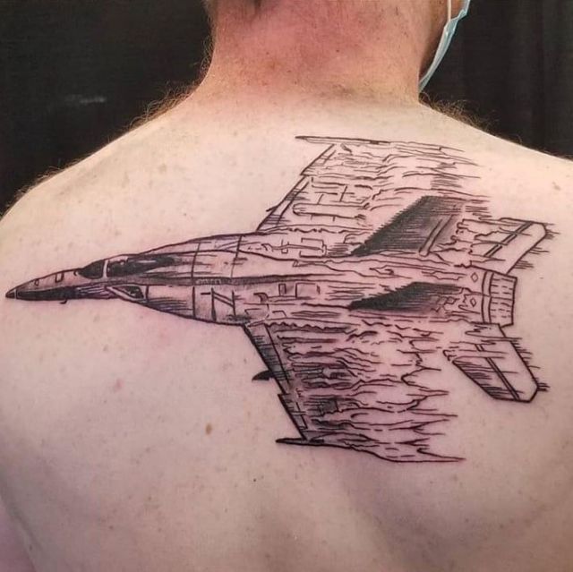 Fast Jet Tattoo on Back