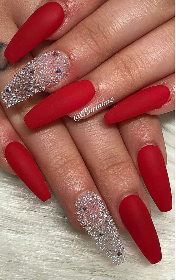 50 Festive Red Coffin Christmas Nails to Inspire You | Xuzinuo | Page 30