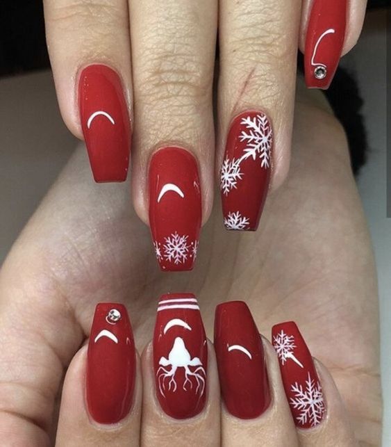 50 Festive Red Coffin Christmas Nails to Inspire You | Xuzinuo | Page 42