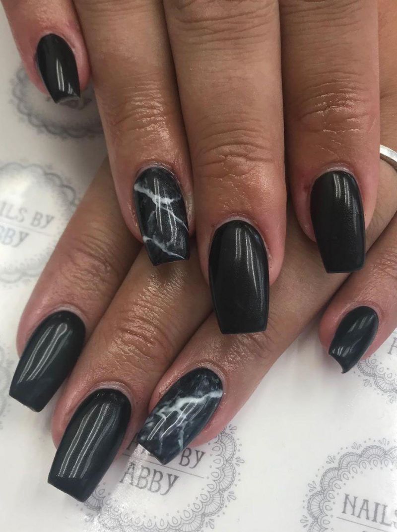 55 Trendy Black Marble Nails to Express Your Personality | Xuzinuo ...